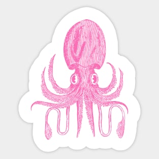 Cute Octopus Drawing in Bright Pink Sticker